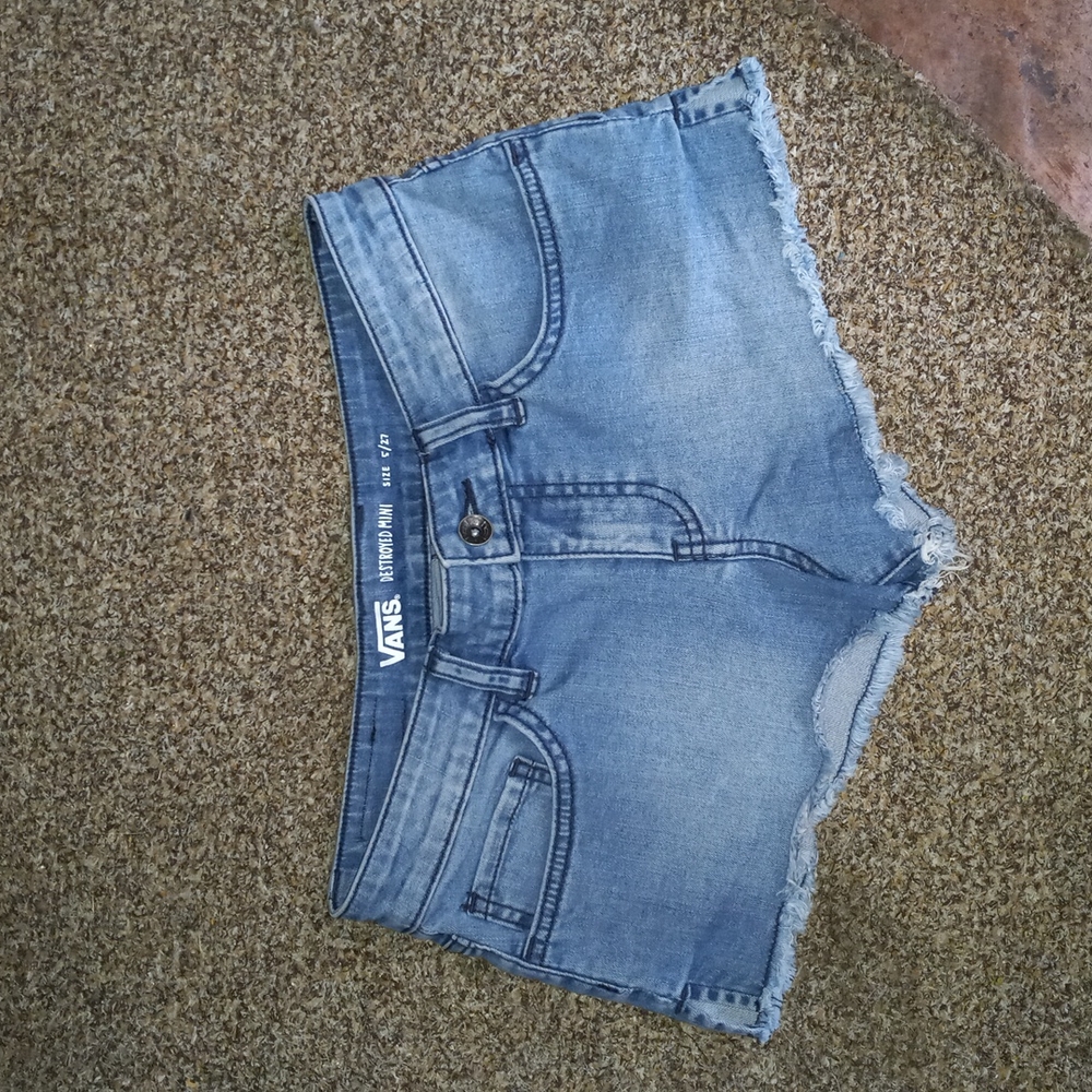Vans "destroyed mini" denim shorts